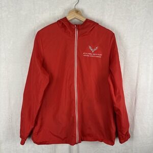 National Corvette Museum Womens Full Zip Clique Jacket Windbreaker Red Size XL‎